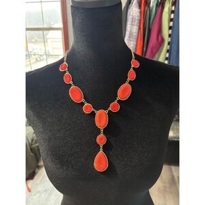 Radiant Coral Orange Statement Bib
Necklace
